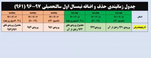 جدول زمانبندی حذف و اضافه 961 3