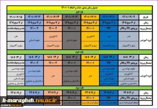 جدول زمان بندی حذف و اضافه1-1401