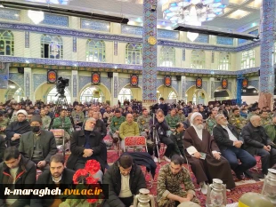حضور جمع کثیری از کارکنان، اساتید و دانشجویان دانشکده فنی و کشاورزی مراغه در گردهمایی سومین سالگرد شهادت سردار دلها شهید حاج قاسم سلیمانی در مسجد جامع شهرستان مراغه 5