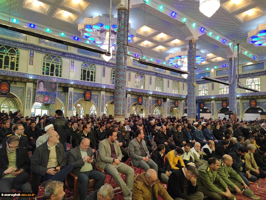 حضور جمع کثیری از کارکنان، اساتید و دانشجویان دانشکده فنی و کشاورزی مراغه در گردهمایی سومین سالگرد شهادت سردار دلها شهید حاج قاسم سلیمانی در مسجد جامع شهرستان مراغه 6