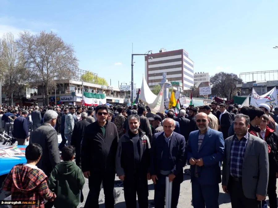 حضور پرشور دانشگاهیان دانشکده فنی و کشاورزی مراغه در راهپیمایی عظیم روز جهانی قدس 2